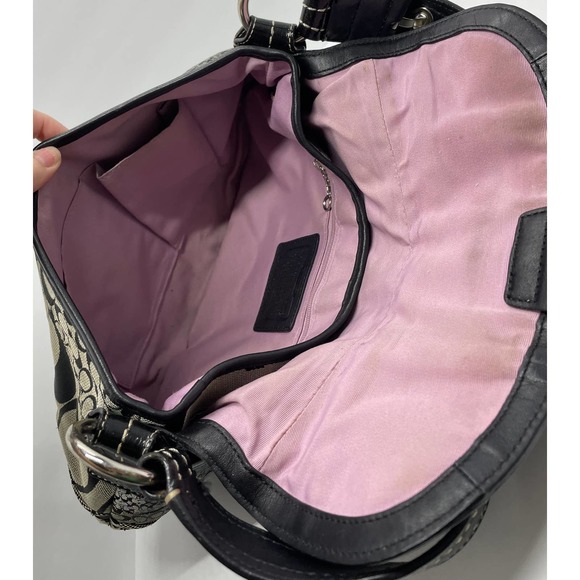 Coach Soho Black Signature Logo Jacquard Patent Leather Shoulder Bag F12316 - Picture 3 of 7